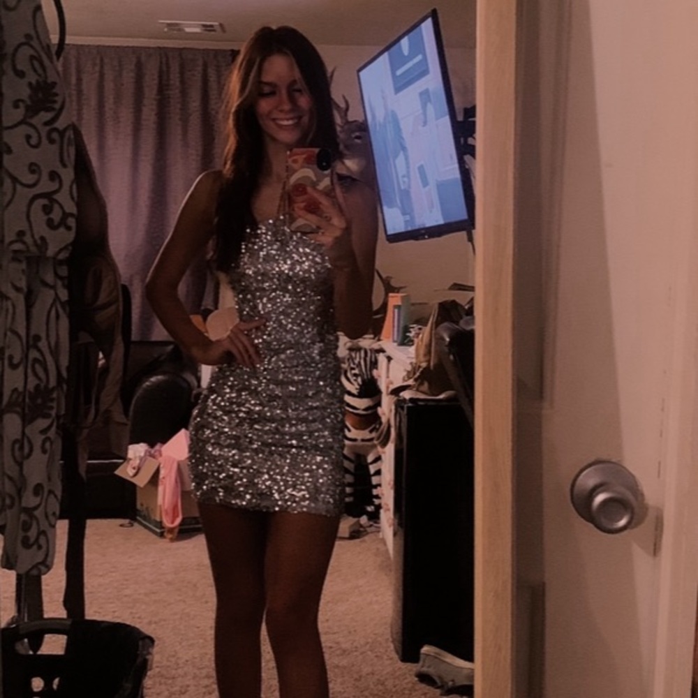 SILVER HOMECOMING DRESS